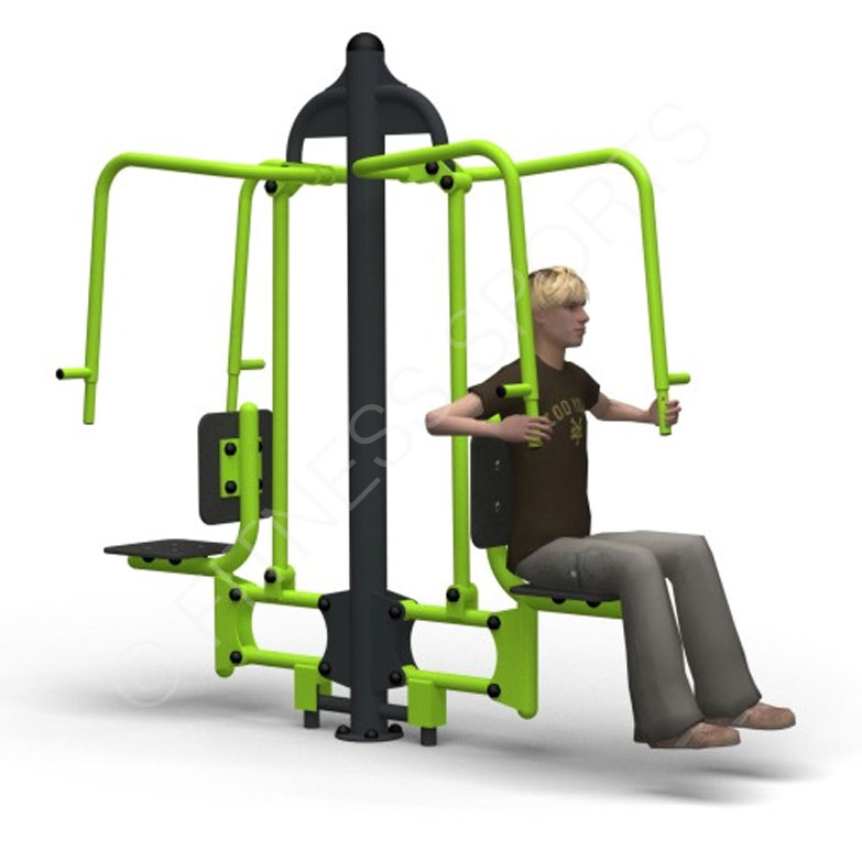 Outdoor Gymnasium Equipment Ground Fixed Double Seated Push Up Exercise  Machine